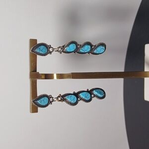 Fashion 925 Silver Ear Hook Drop Earrings Women Turquoise